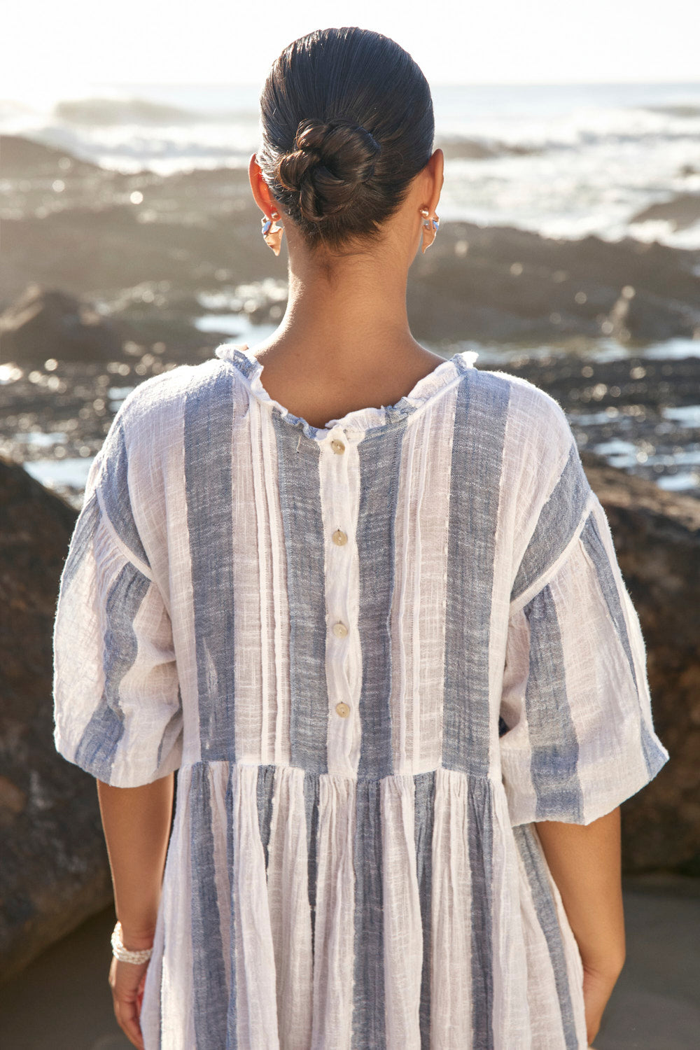 Coco Billow Dress in Blue Stripe