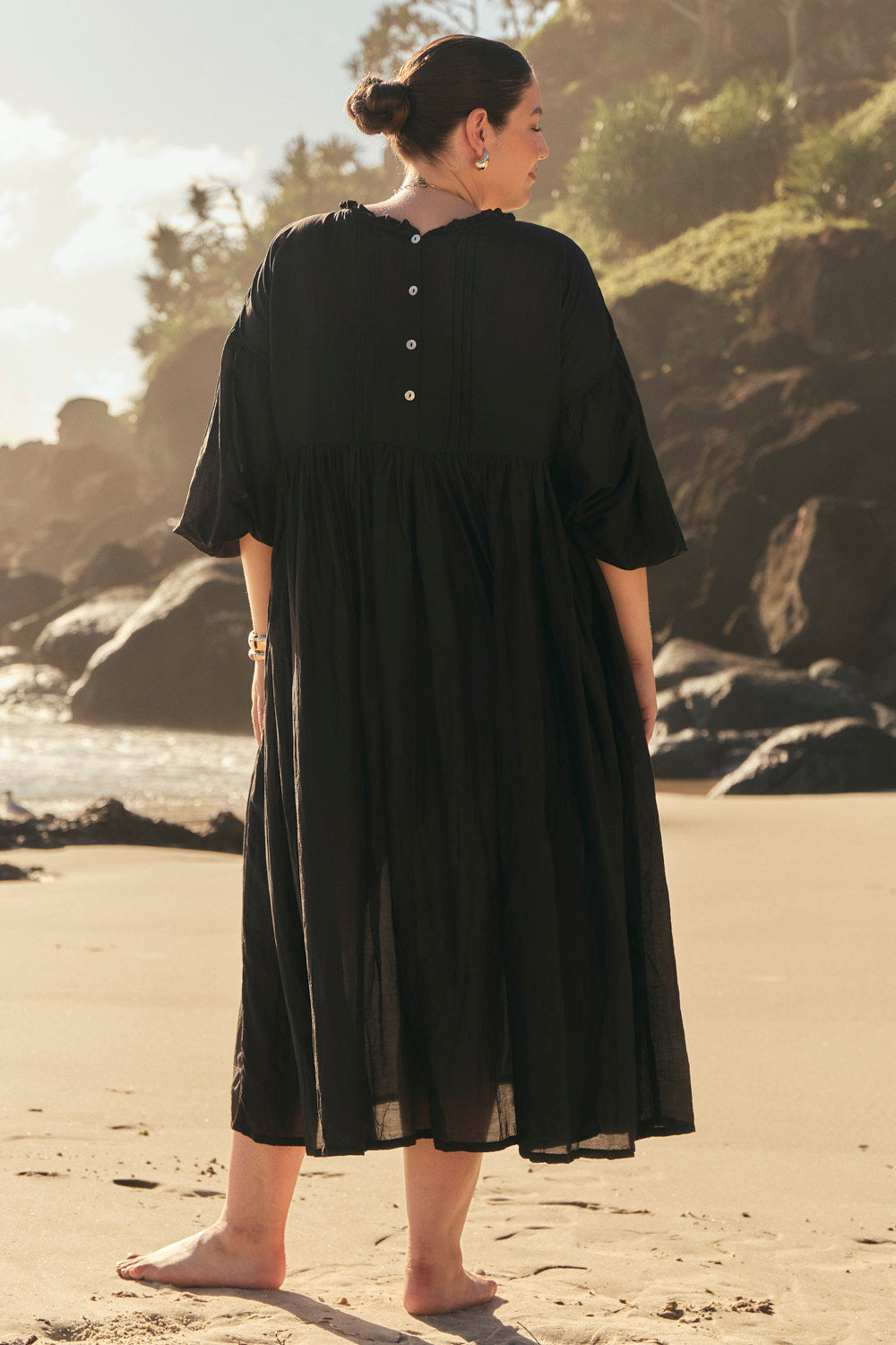 Coco Cotton Silk Dress in Onyx