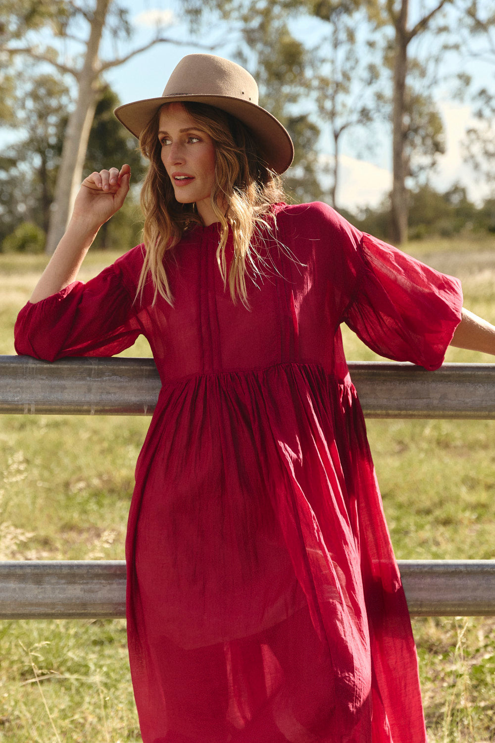 Coco Cotton Silk Dress in Scarlet, oversized relaxed silhouette that drapes beautifully, Adrift Clothing