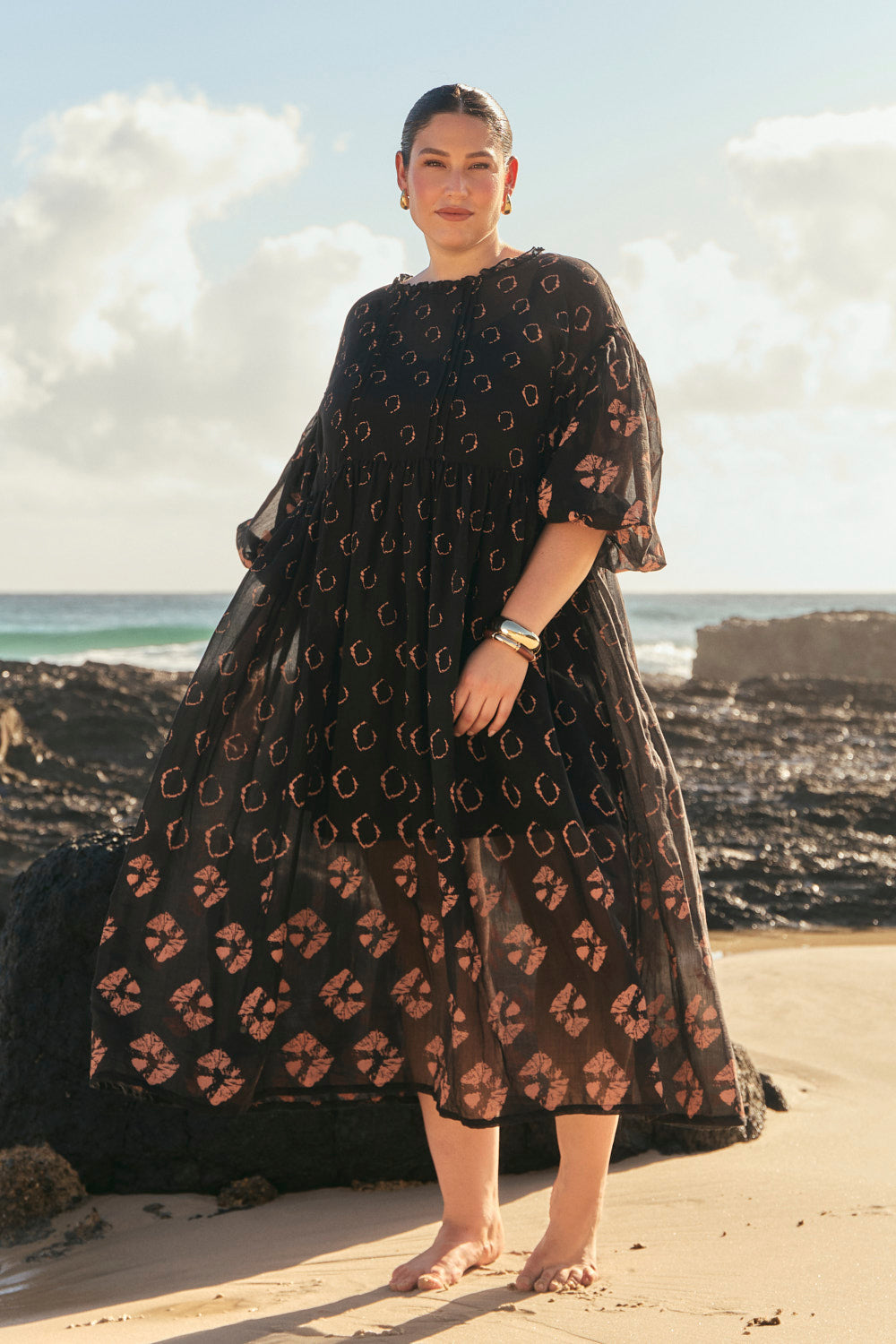 Coco Cotton Silk Dress in Stormflower