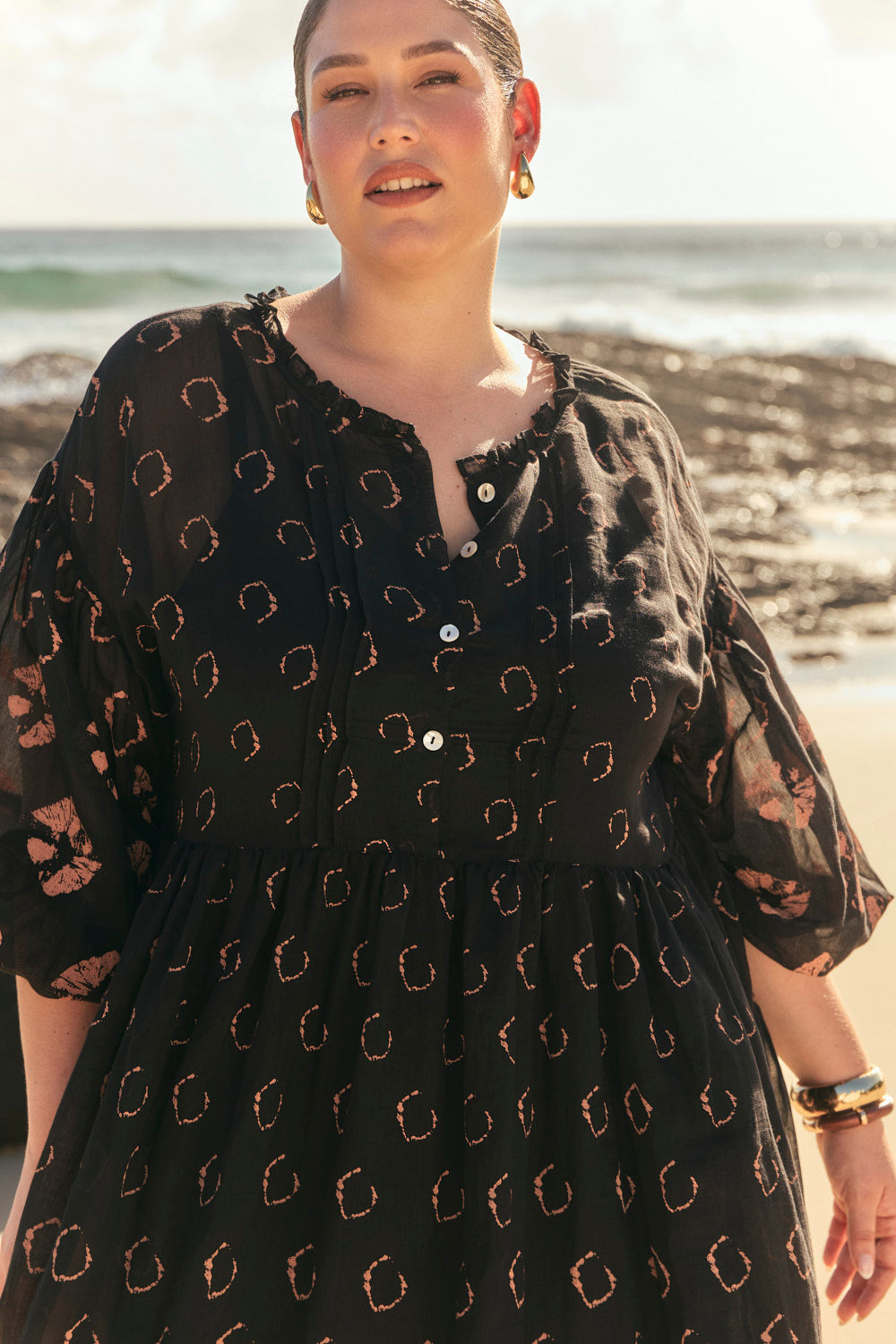 Coco Cotton Silk Dress in Stormflower