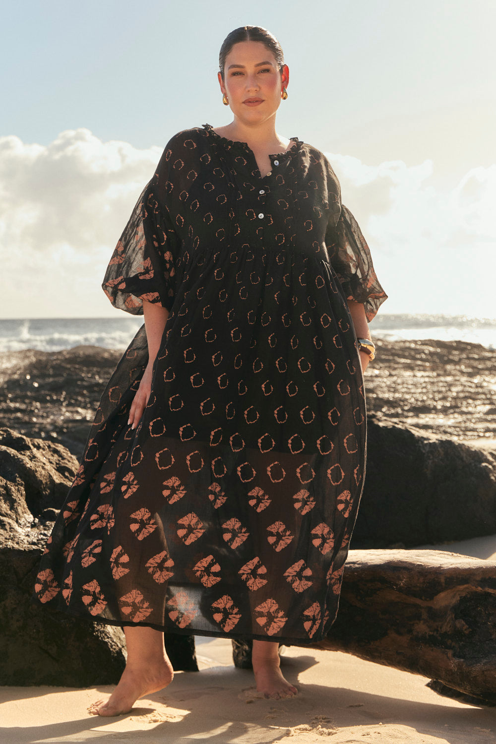 Coco Cotton Silk Dress in Stormflower