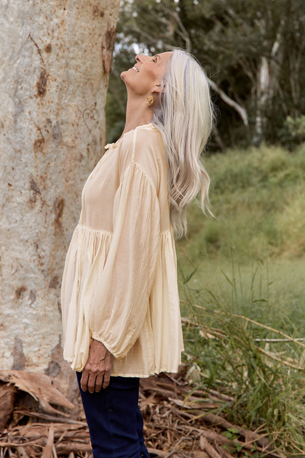 Coco Cotton Silk Blouse in Pearl