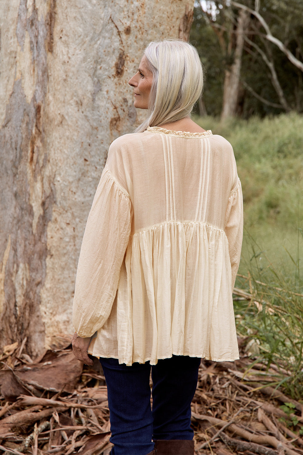Coco Cotton Silk Blouse in Pearl
