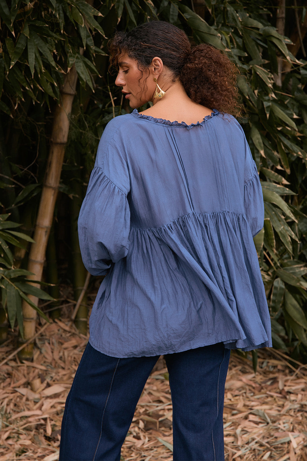 Coco Cotton Silk Blouse in Tidal