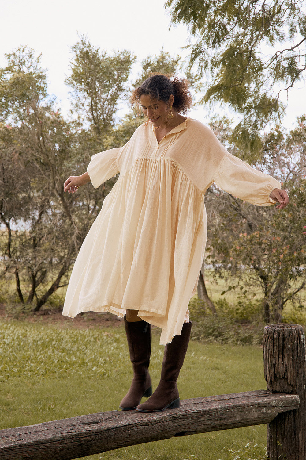 Coco Cotton Silk Dress in Pearl