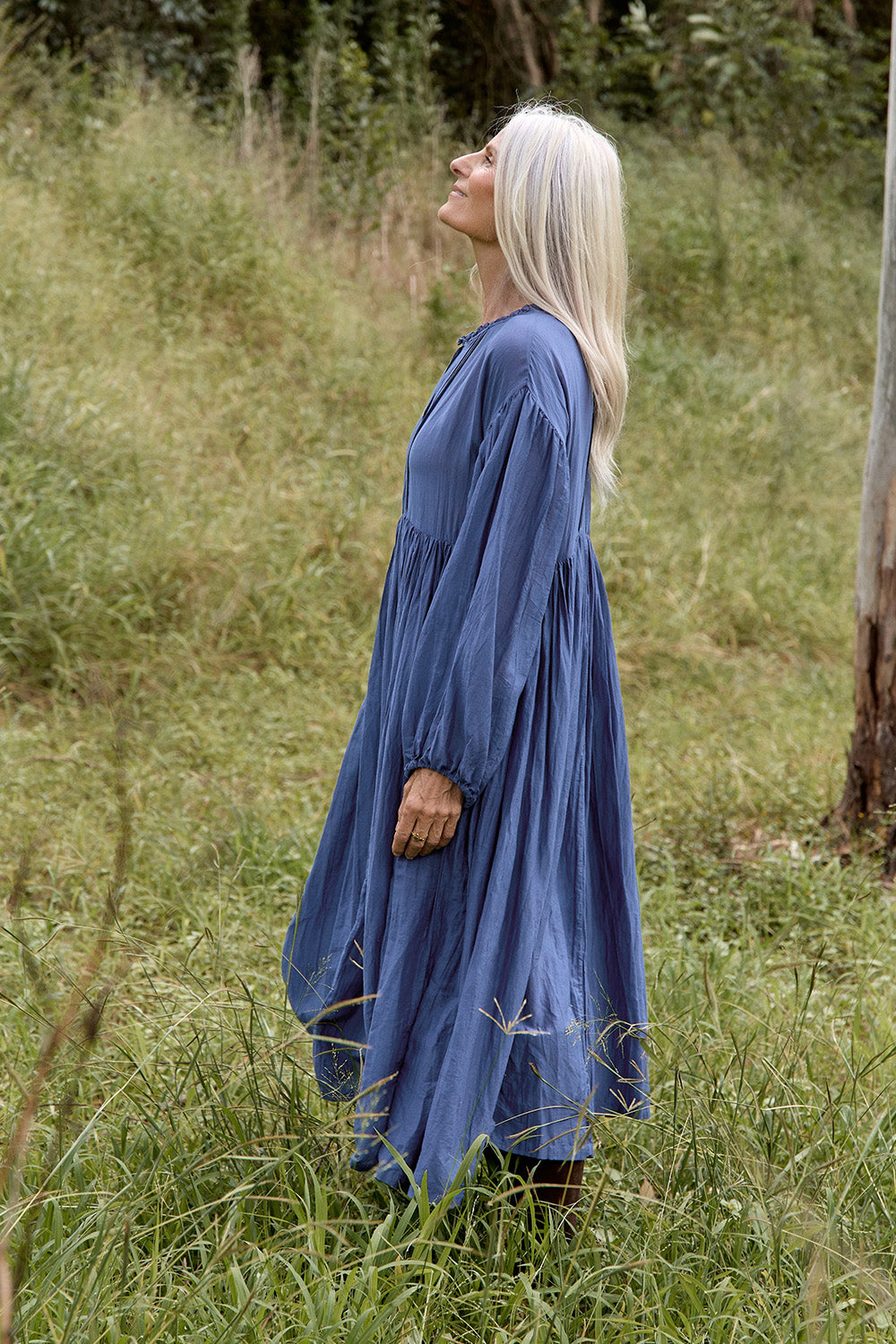 Coco Cotton Silk Dress in Tidal