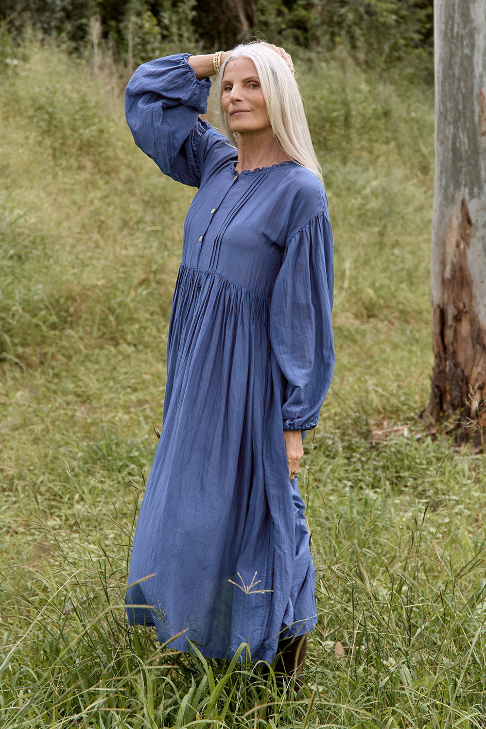 Coco Cotton Silk Dress in Tidal