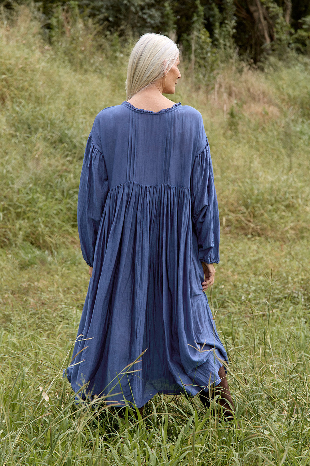 Coco Cotton Silk Dress in Tidal