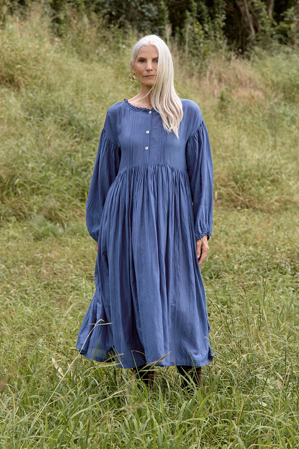 Coco Cotton Silk Dress in Tidal