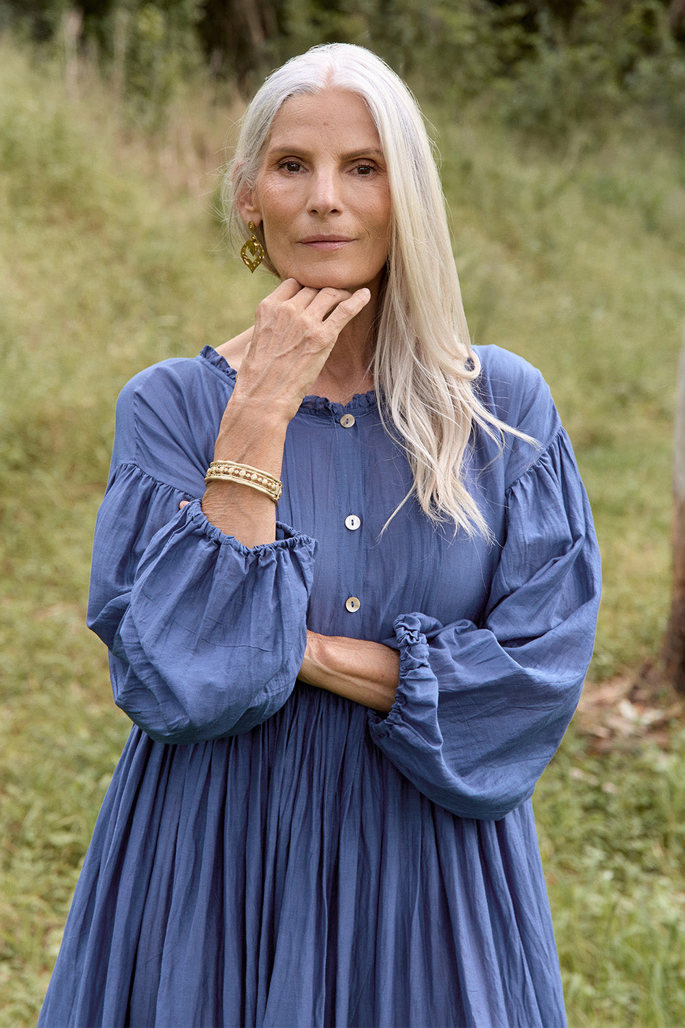 Coco Cotton Silk Dress in Tidal
