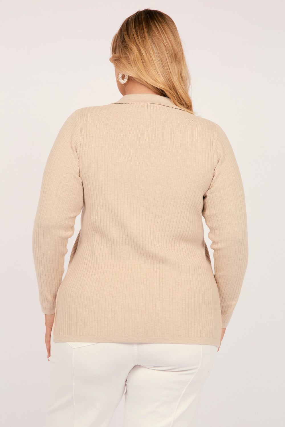 Collared Knitted Top in Oatmeal