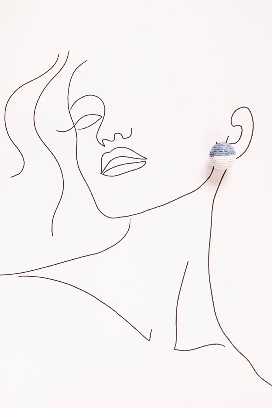 Contrast Woven Studs in Powder Blue and White