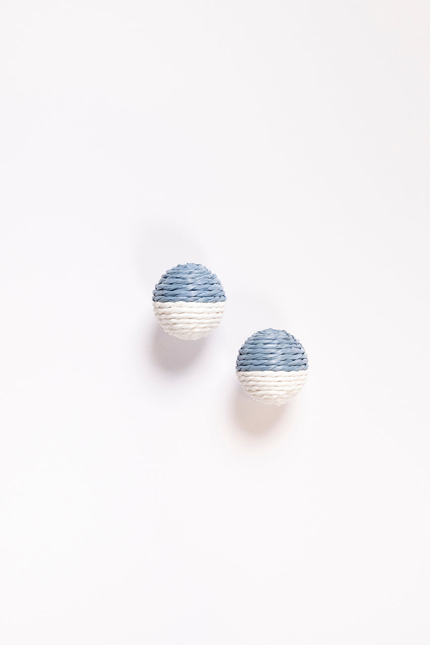 Contrast Woven Studs in Powder Blue and White