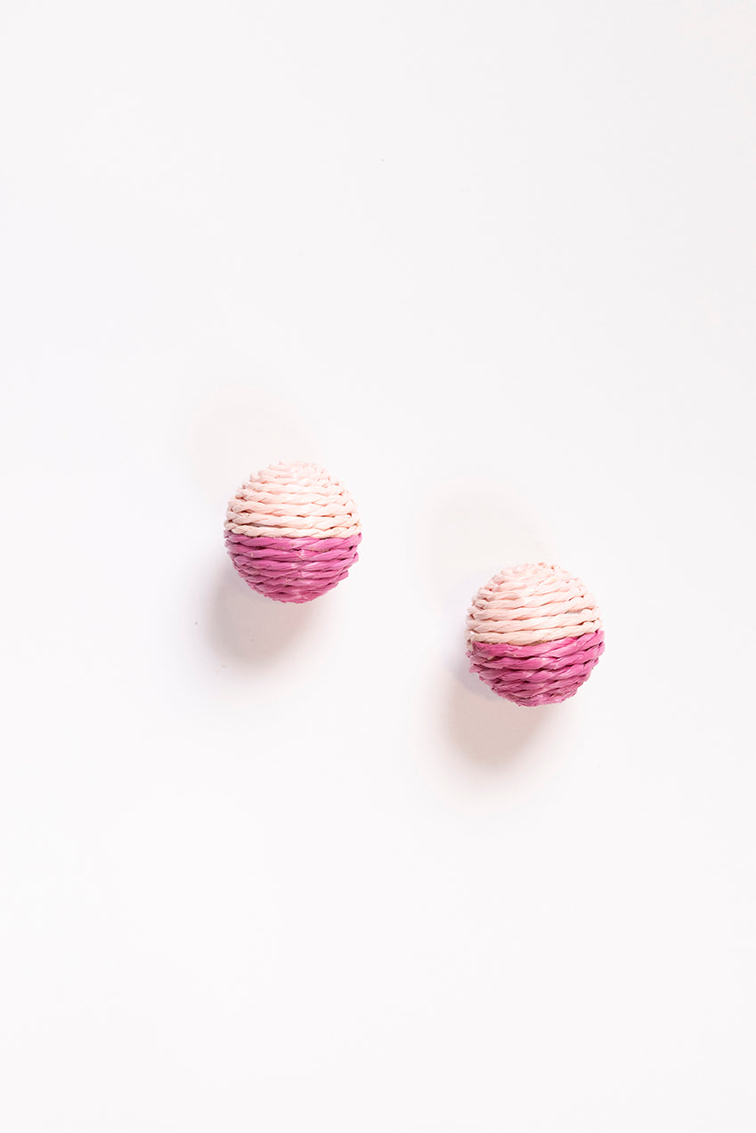 Contrast Woven Studs in Pink