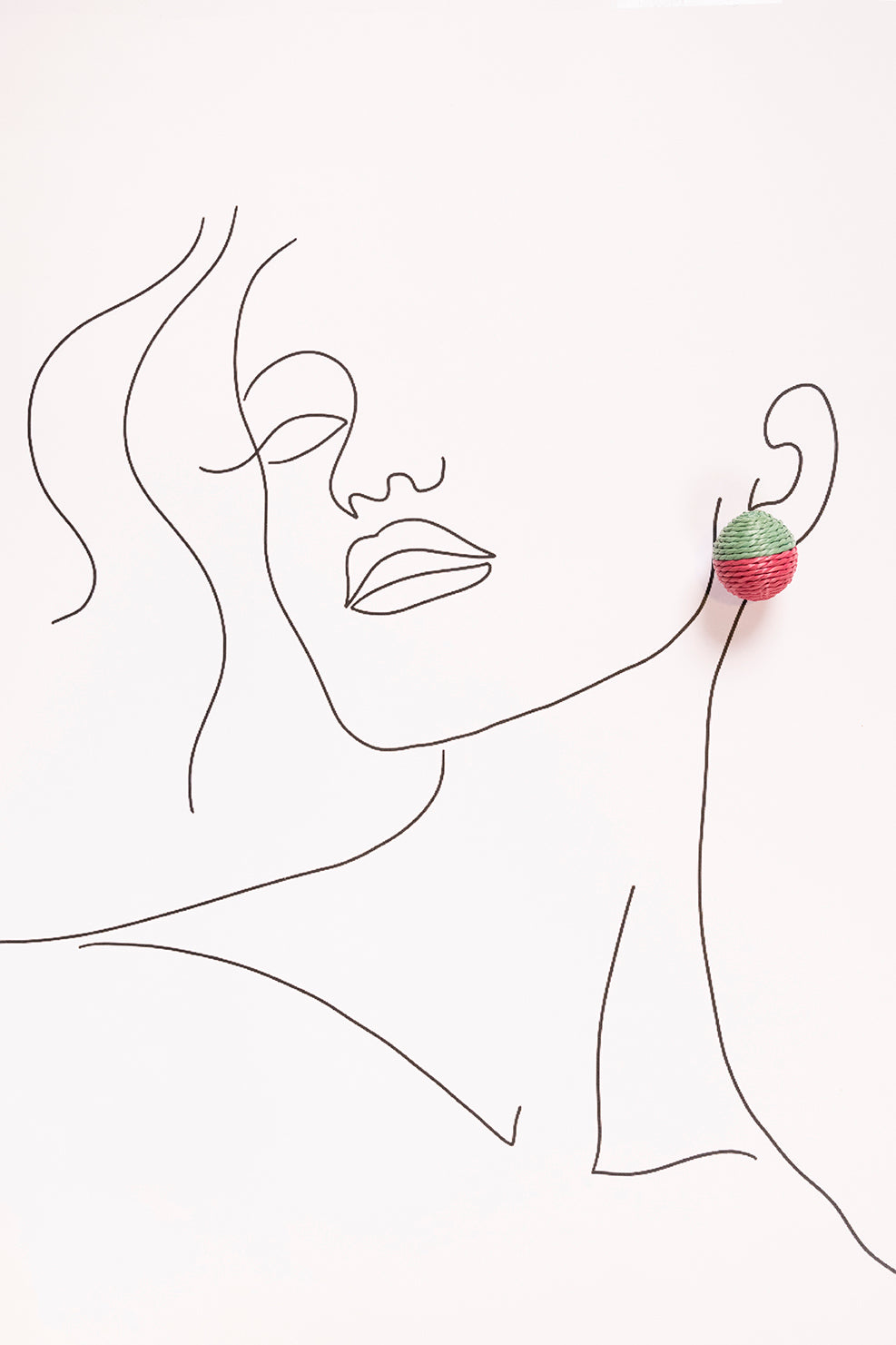 Contrast Woven Studs in Green and Hot Pink