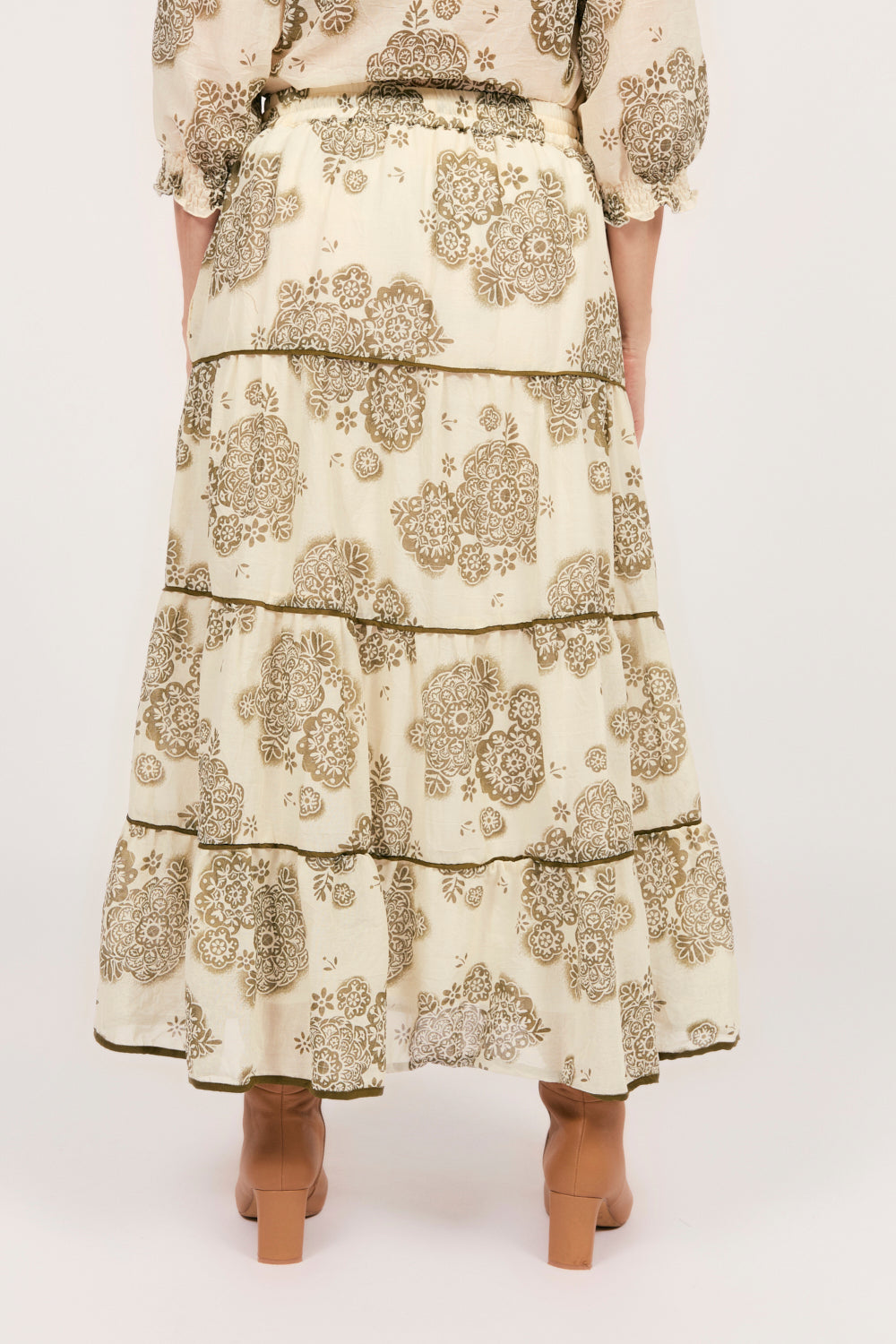 Danica Tiered Skirt in Moroccan Belle Olive