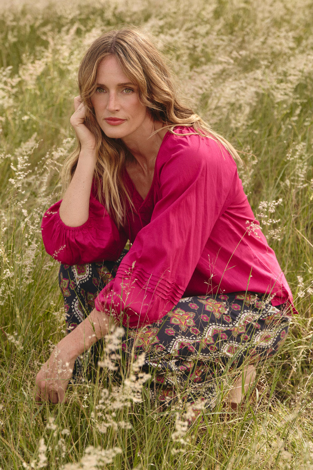Delilah Swing Blouse in Magenta, Blouse - Adrift Clothing