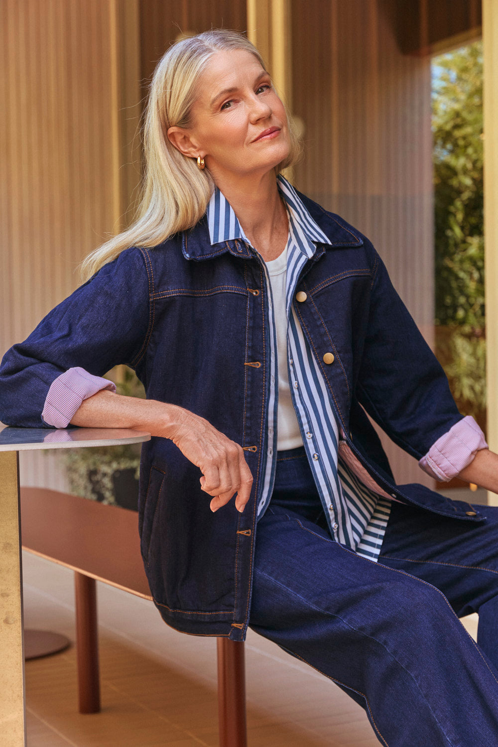 Denim Shacket in Dark Wash