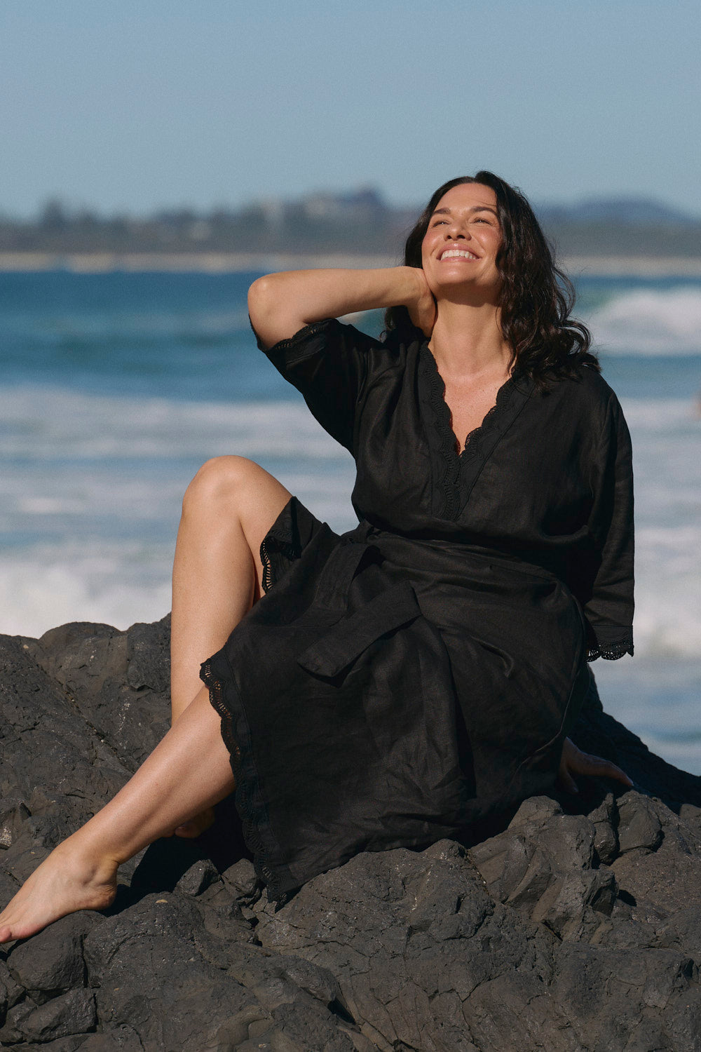 Tia Linen Tunic Dress in Black