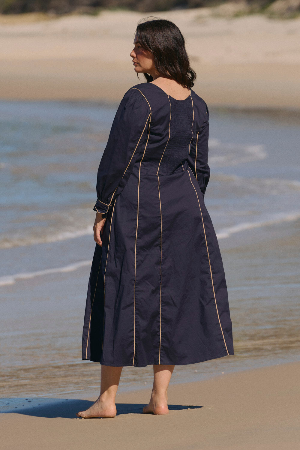 Eva Panelled Dress in Navy Outline