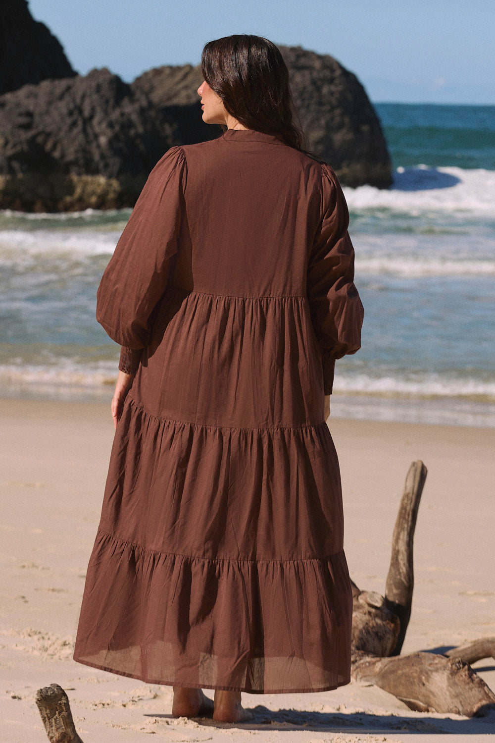 Sienna Billow Dress in Chocolate
