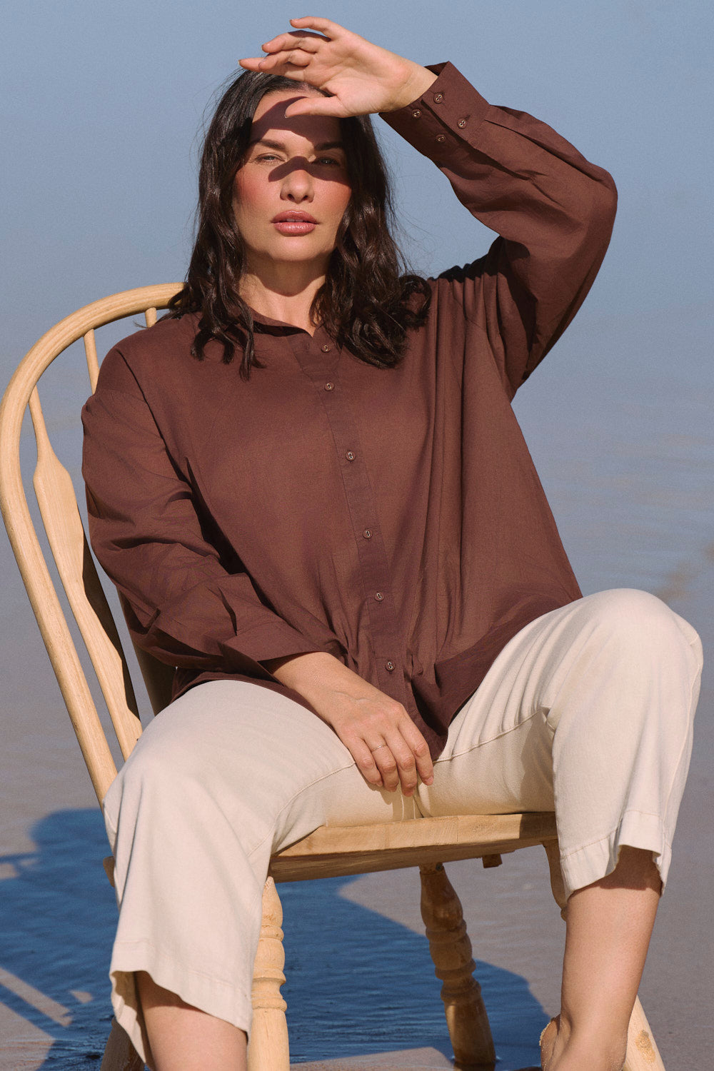 Raya Boxy Shirt in Chocolate