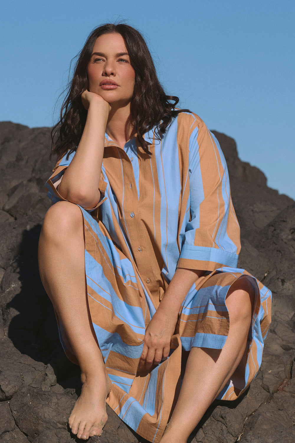 Jojo Swing Shirt Dress in Zephyr