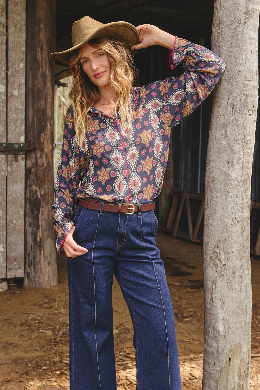 Ebony Frill Cuff Top in Veloura