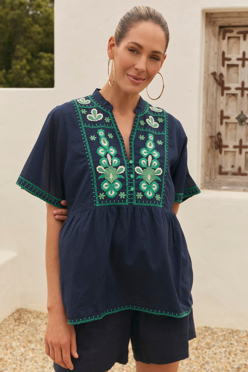 Elodie Flutter Sleeve Blouse in Samira, Blouse - Adrift Clothing