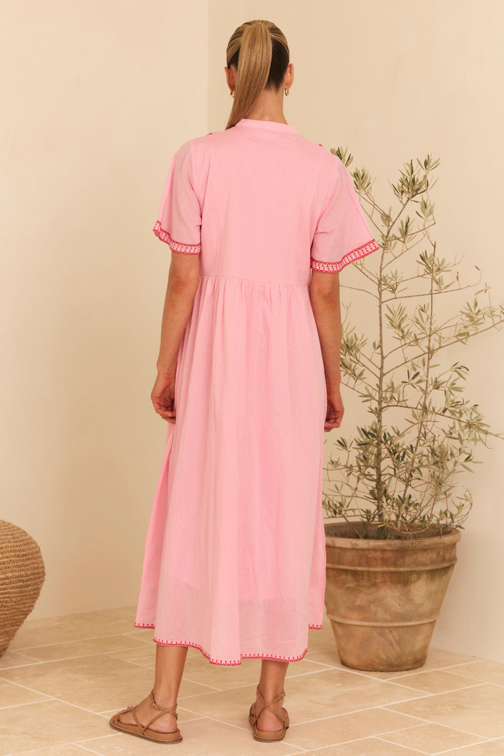 Elodie Flutter Sleeve Smock Dress in Rosita