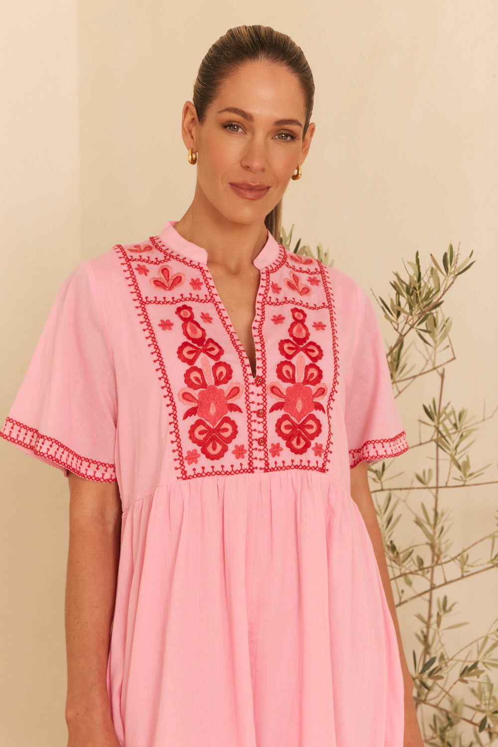 Elodie Flutter Sleeve Smock Dress in Rosita