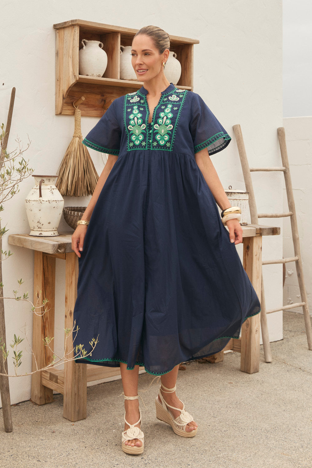 Elodie Flutter Sleeve Smock Dress in Samira