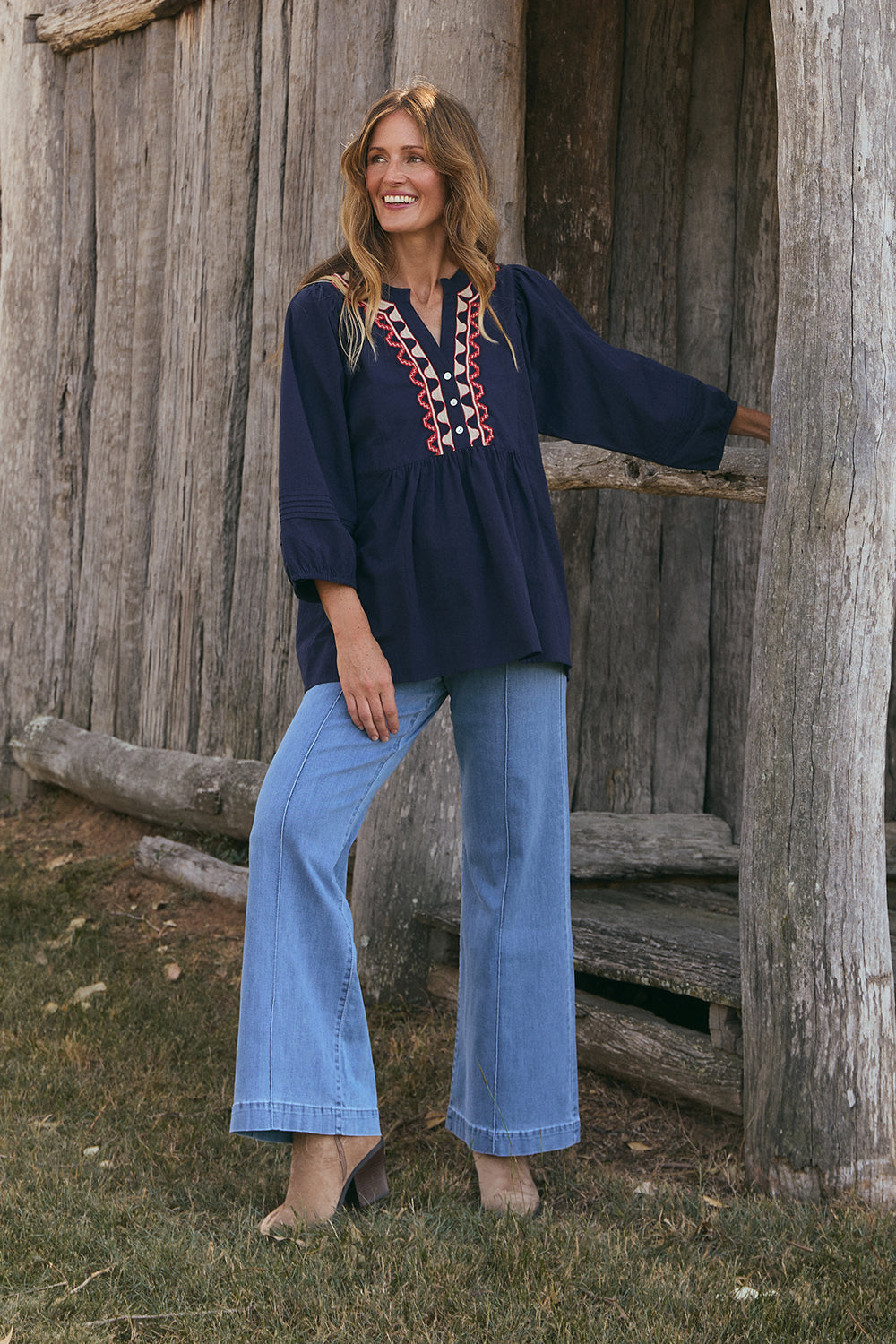 Elodie Smock Blouse in Nocturne
