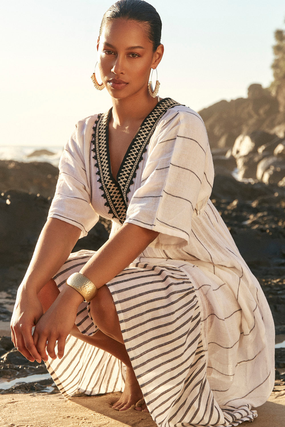 Emily V-Neck Dress in Mariner