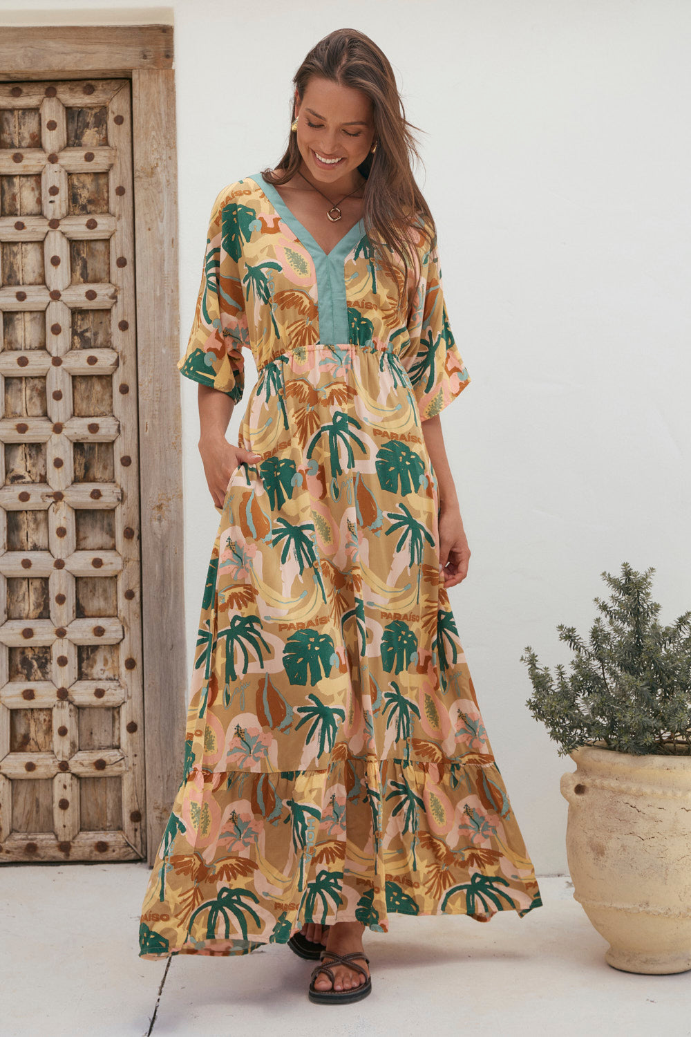 Emily V-Neck Dress in Sunspell