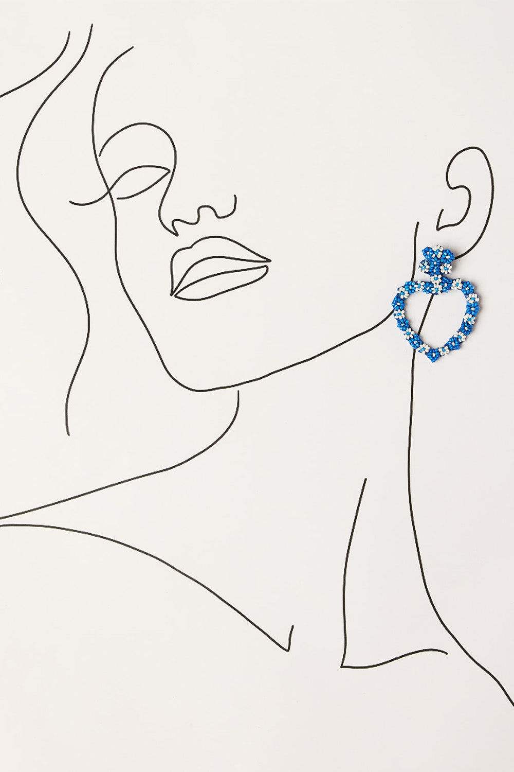 Flower Heart Beaded Earrings in Blue