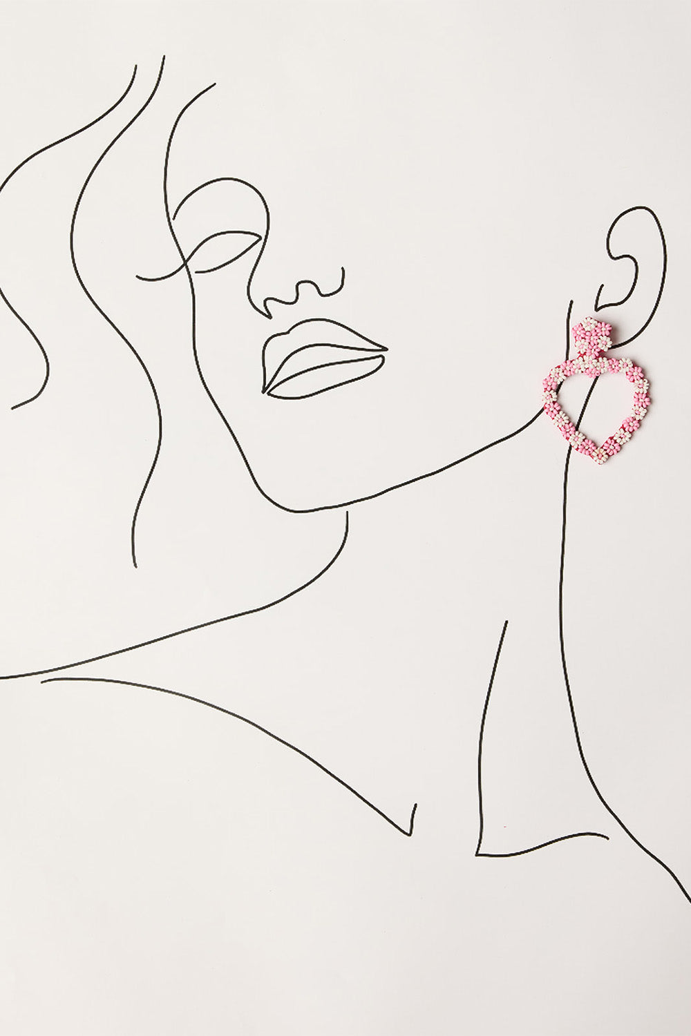 Flower Heart Beaded Earrings in Pink