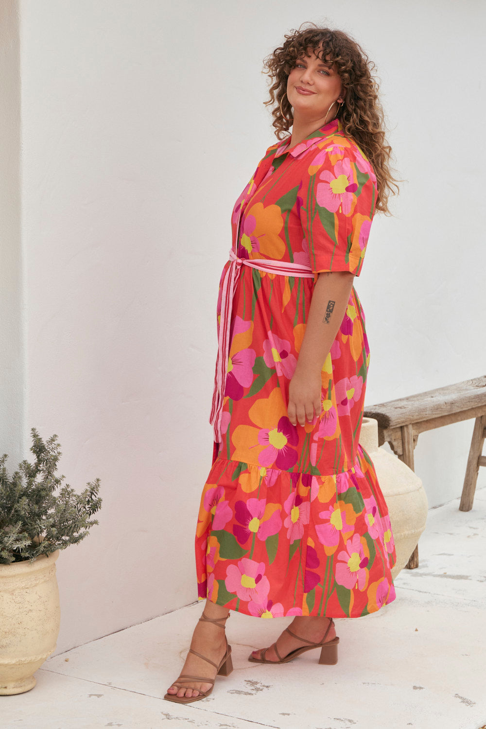 Ginette Collared Dress in Flamenco