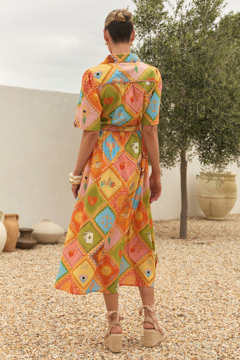 Ginette Collared Dress in Sunset Club