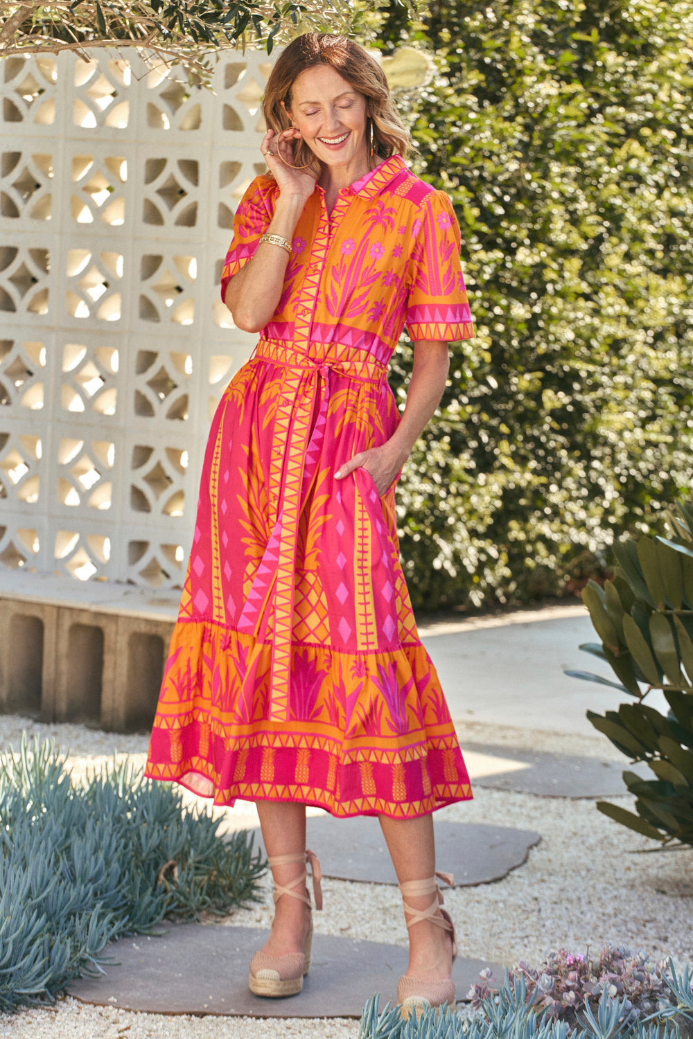 Ginette Collared Dress in Tangerina