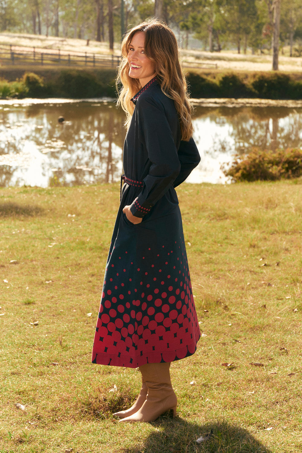 Gracie Collared Dress in Ombre Orbit