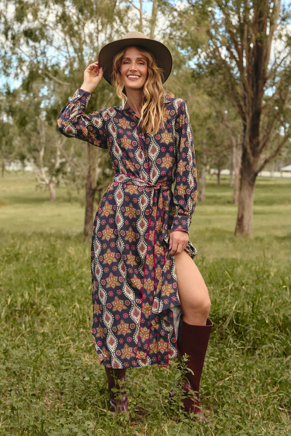 Gracie Shirt Dress in Veloura, 100% rayon with silky drape, Adrift