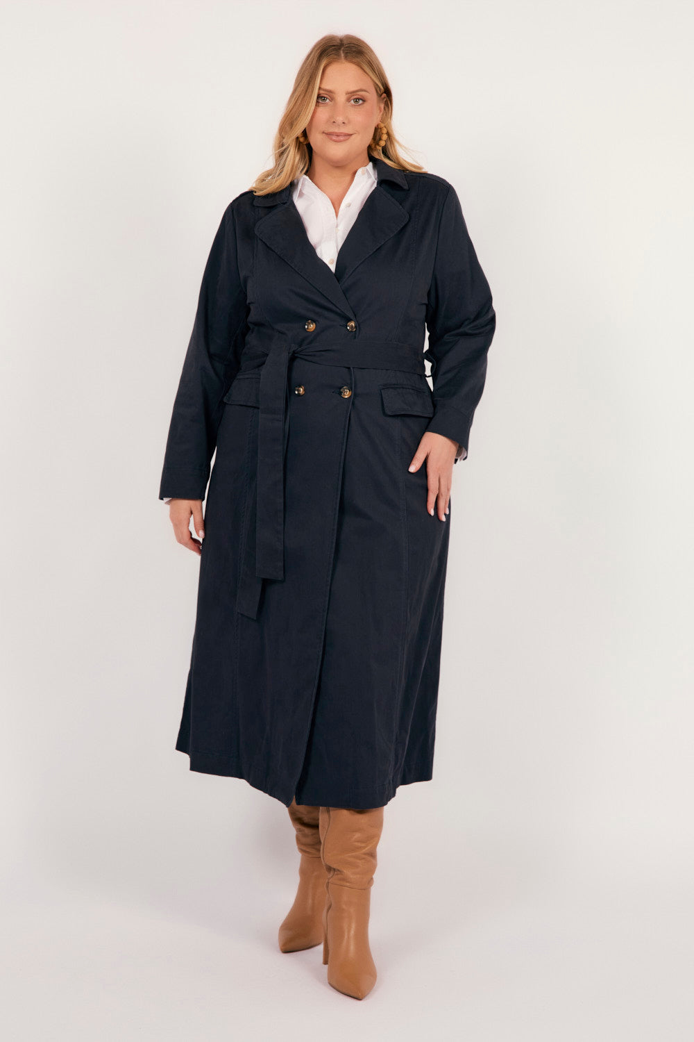 Hailey Trench Coat in Navy