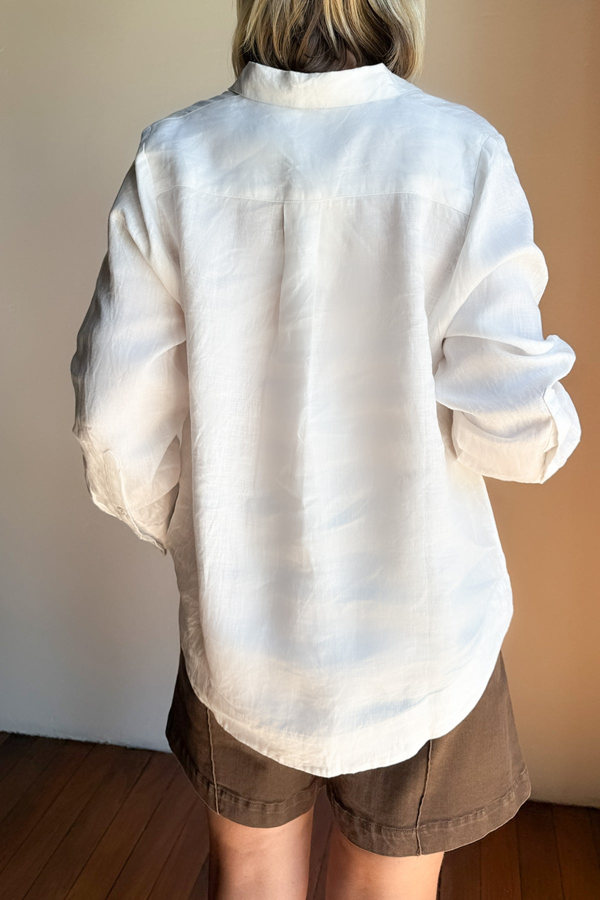 Oversized Linen Boyfriend Shirt in White