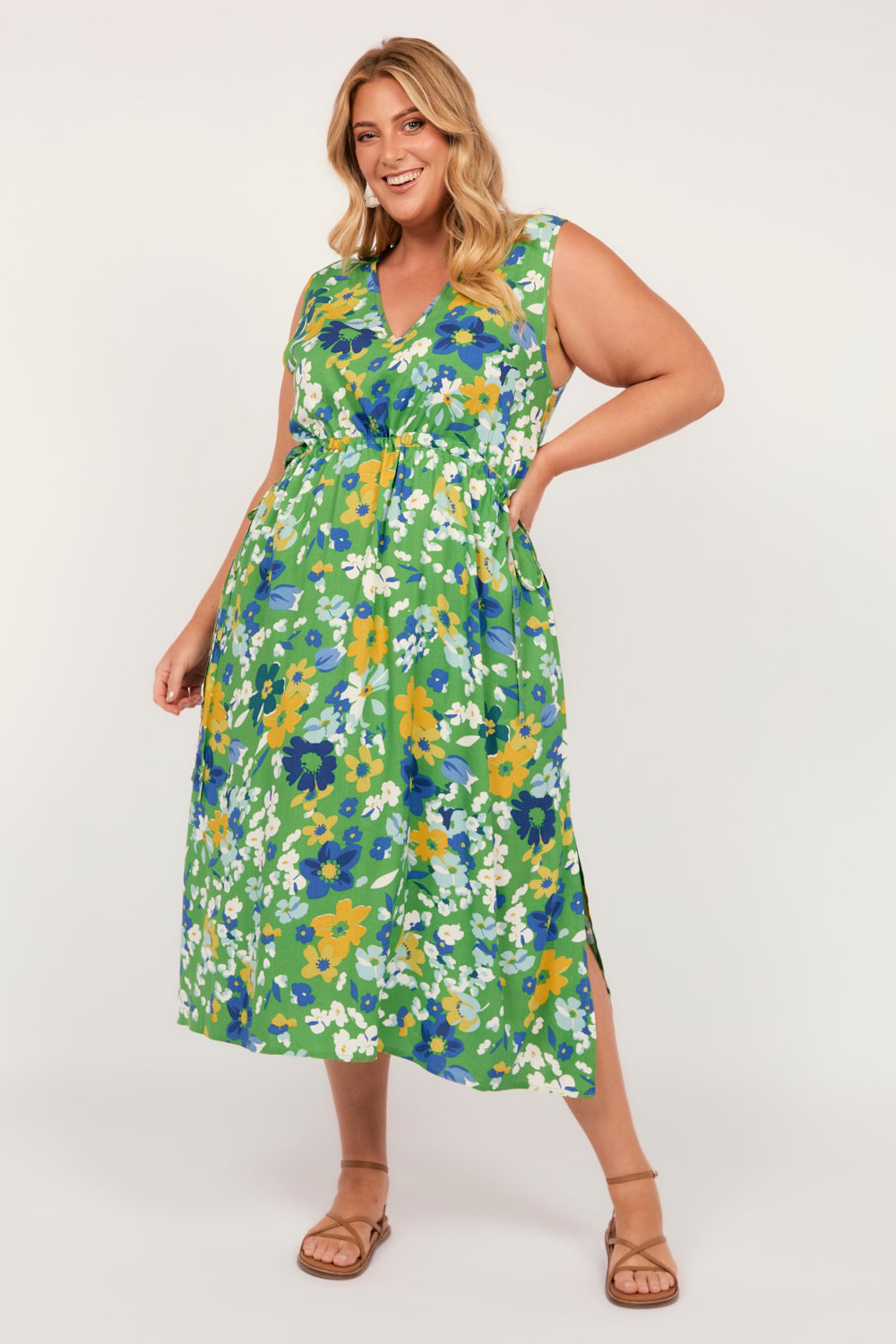Ida Midi Dress in Spring Picnic