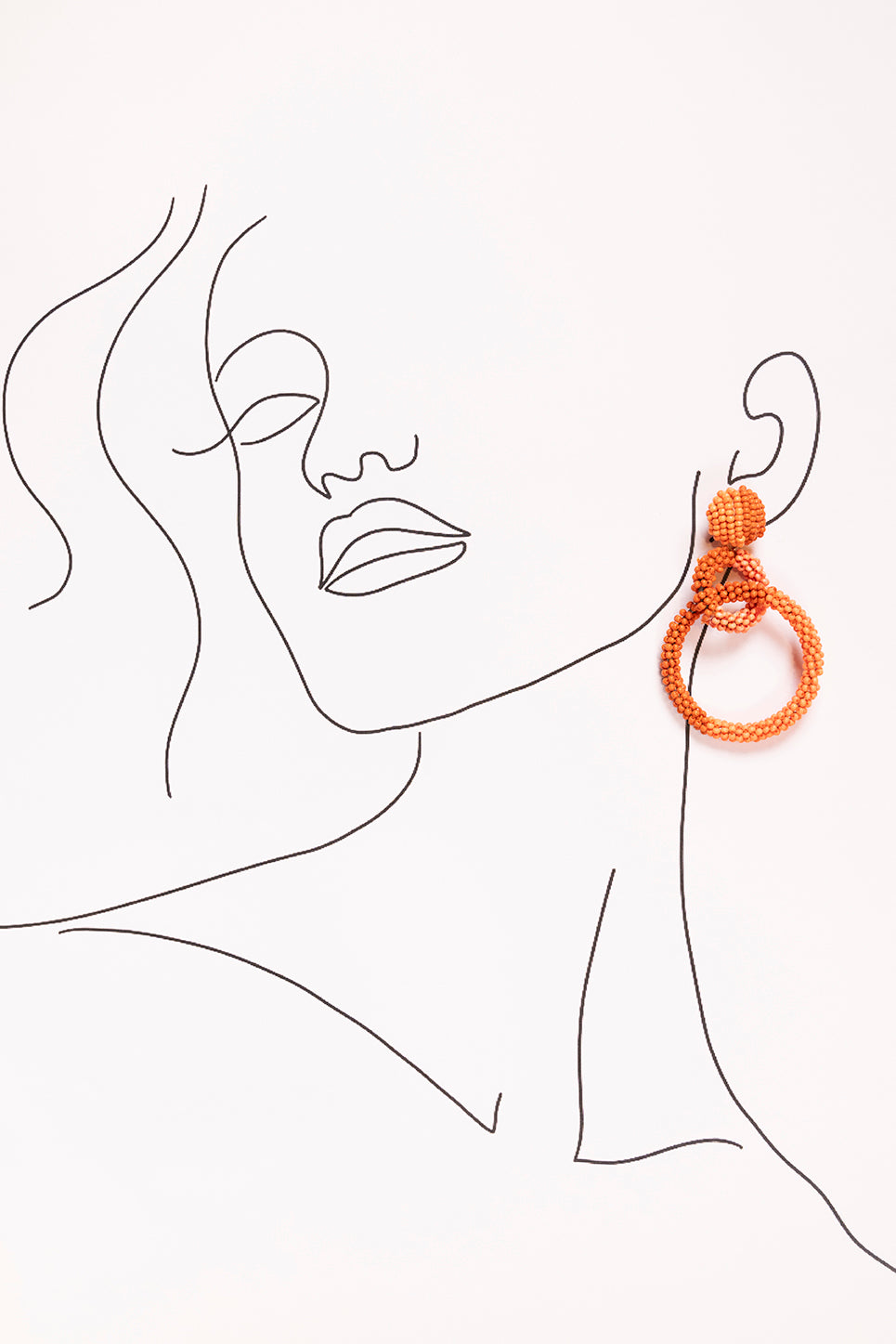 Interlocking Beaded Drop Earrings in Orange and Dark Orange