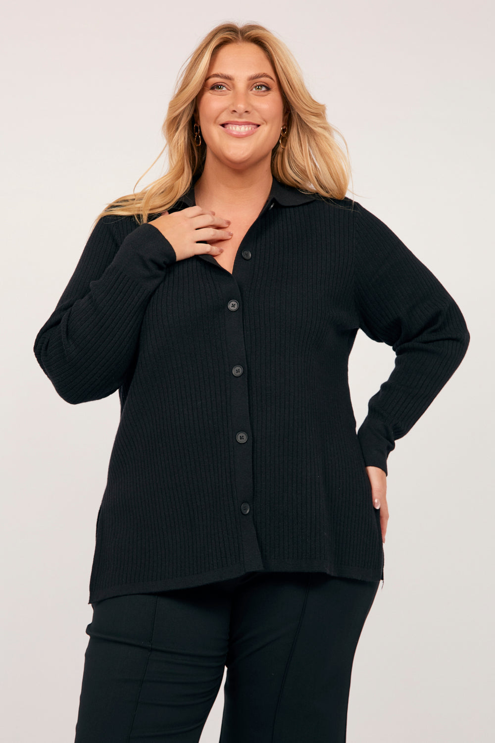 Knitted Cardigan in Black, Cardigan - Adrift Clothing