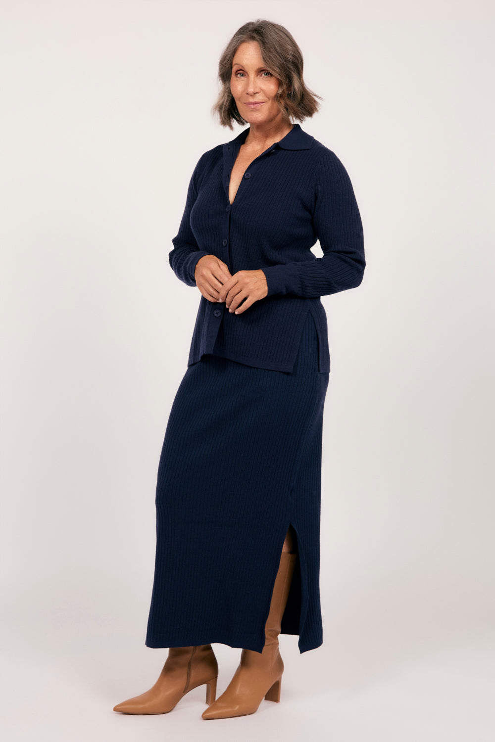 Knitted Skirt in Navy