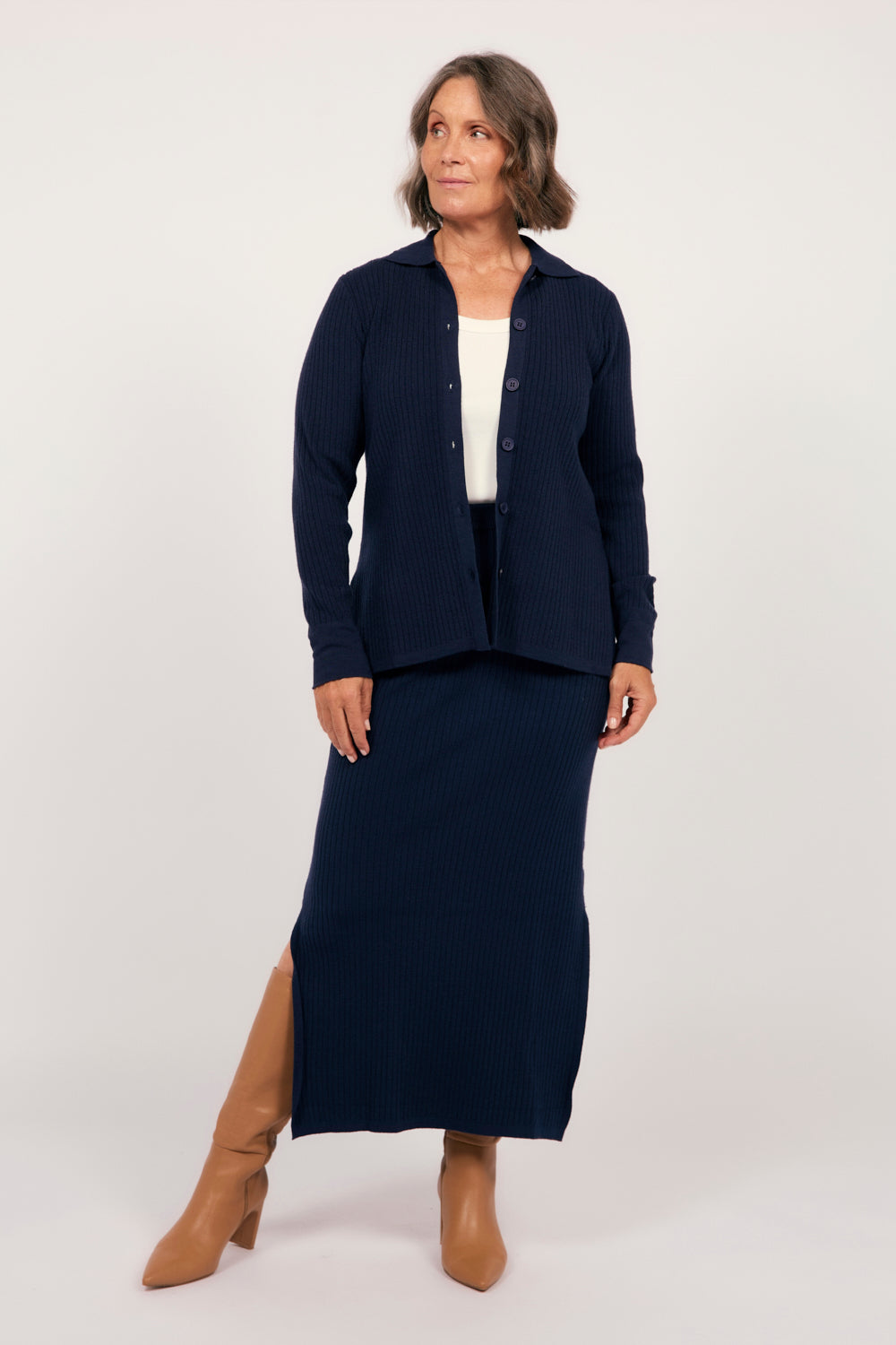 Knitted Skirt in Navy